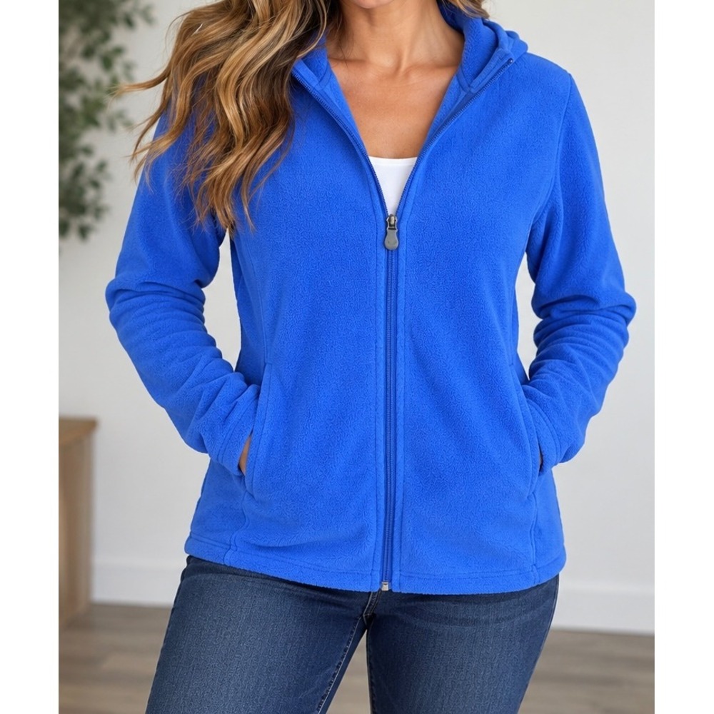 Columbia Titanium Fleece Hoodie Women L Blue Full Zip Outdoor Activewear Jacket